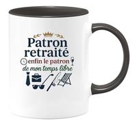 quotedazur - MugPatron retraité : enfin le patron de mon temps libre - Tasse Cadeau Patron Homme - Noir/Céramique