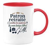 quotedazur - MugPatron retraité : enfin le patron de mon temps libre - Tasse Cadeau Patron Homme - Rouge/Céramique