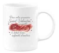 quotedazur - MugPour notre première Saint-Valentin ensemble, le début d'une infinité d'autres - Tasse Cadeau Amour, Saint-Valentin, Couple Femme - Blanc/Céramique