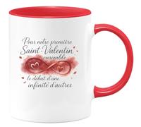 quotedazur - MugPour notre première Saint-Valentin ensemble, le début d'une infinité d'autres - Tasse Cadeau Amour, Saint-Valentin, Couple Femme - Rouge/Céramique