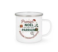 quotedazur - MugPremier Noël en tant que parrain : mission cadeaux acceptée - Tasse Cadeau Parrain Homme - Blanc/Emaillé