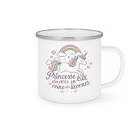 quotedazur - MugPrincesse des arcs-en-ciel et reine des licornes - Tasse Cadeau Licorne Femme - Blanc/Emaillé