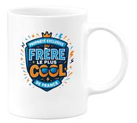 quotedazur - MugPropriété exclusive du frère le plus cool de France - Tasse Cadeau Frère Homme - Blanc/Céramique