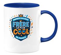 quotedazur - MugPropriété exclusive du frère le plus cool de France - Tasse Cadeau Frère Homme - Bleu/Céramique