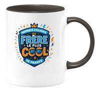 quotedazur - MugPropriété exclusive du frère le plus cool de France - Tasse Cadeau Frère Homme - Noir/Céramique