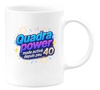 quotedazur - MugQuadra power : mode activé depuis peu - Tasse Cadeau 40 ans Homme - Blanc/Céramique
