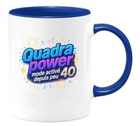 quotedazur - MugQuadra power : mode activé depuis peu - Tasse Cadeau 40 ans Homme - Bleu/Céramique