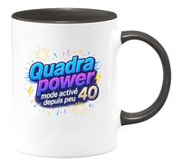 quotedazur - MugQuadra power : mode activé depuis peu - Tasse Cadeau 40 ans Homme - Noir/Céramique
