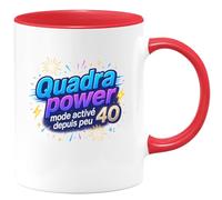 quotedazur - MugQuadra power : mode activé depuis peu - Tasse Cadeau 40 ans Homme - Rouge/Céramique