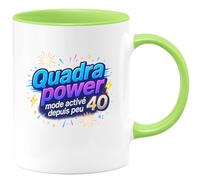 quotedazur - MugQuadra power : mode activé depuis peu - Tasse Cadeau 40 ans Homme - Vert/Céramique