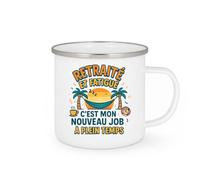 quotedazur - Mugretraité et fatigué, c'est mon nouveau job à plein temps - Tasse Cadeau Humour Homme - Blanc/Emaillé
