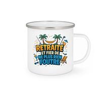 quotedazur - Mugretraité et fier de ne plus rien foutre - Tasse Cadeau Retraite Homme - Blanc/Emaillé