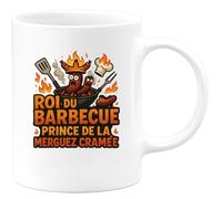 quotedazur - Mugroi du barbecue, prince de la merguez cramée - Tasse Cadeau Humour Homme - Blanc/Céramique