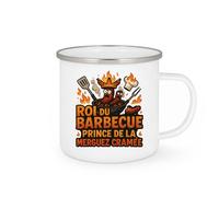 quotedazur - Mugroi du barbecue, prince de la merguez cramée - Tasse Cadeau Humour Homme - Blanc/Emaillé