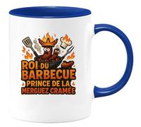 quotedazur - Mugroi du barbecue, prince de la merguez cramée - Tasse Cadeau Humour Homme - Bleu/Céramique