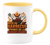 quotedazur - Mugroi du barbecue, prince de la merguez cramée - Tasse Cadeau Humour Homme - Jaune/Céramique