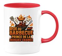 quotedazur - Mugroi du barbecue, prince de la merguez cramée - Tasse Cadeau Humour Homme - Rouge/Céramique