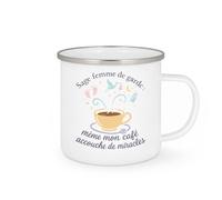 quotedazur - MugSage-femme de garde : même mon café accouche de miracles - Tasse Cadeau Sage Femme Femme - Blanc/Emaillé