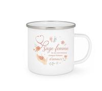 quotedazur - MugSage-femme : là où commence chaque histoire d'amour - Tasse Cadeau Sage Femme Femme - Blanc/Emaillé