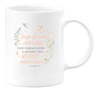 quotedazur - MugSage-femme retraitée mais toujours prête à raconter mes 10 000 naissances - Tasse Cadeau Sage Femme Femme - Blanc/Céramique