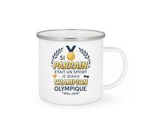 quotedazur - MugSi parrain était un sport, je serais champion olympique - Tasse Cadeau Parrain Homme - Blanc/Emaillé