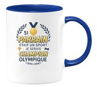 quotedazur - MugSi parrain était un sport, je serais champion olympique - Tasse Cadeau Parrain Homme - Bleu/Céramique
