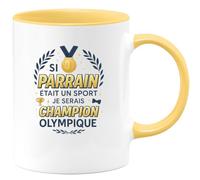 quotedazur - MugSi parrain était un sport, je serais champion olympique - Tasse Cadeau Parrain Homme - Jaune/Céramique