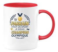 quotedazur - MugSi parrain était un sport, je serais champion olympique - Tasse Cadeau Parrain Homme - Rouge/Céramique