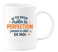 quotedazur - Mugsi tu veux frôler la perfection passe à côté de moi - Tasse Cadeau Humour - Blanc/Céramique