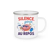 quotedazur - Mugsilence, un génie au repos - Tasse Cadeau Humour Homme - Blanc/Emaillé
