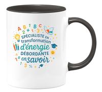 quotedazur - MugSpécialiste en transformation d'énergie débordante en savoir - Tasse Cadeau Maître d'école Homme - Noir/Céramique