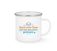 quotedazur - MugStack Overflow est mon deuxième prénom - Tasse Cadeau Développeur informatique Homme - Blanc/Emaillé