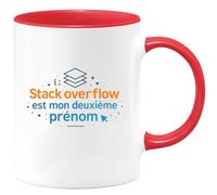 quotedazur - MugStack Overflow est mon deuxième prénom - Tasse Cadeau Développeur informatique Homme - Rouge/Céramique