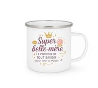 quotedazur - MugSuper belle-mère : le pouvoir de tout savoir avant tout le monde - Tasse Cadeau Belle-mère Femme - Blanc/Emaillé