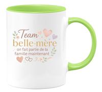 quotedazur - MugTeam belle-mère : on fait partie de la famille maintenant - Tasse Cadeau Belle-mère Femme - Vert/Céramique