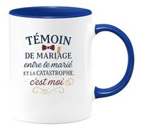 quotedazur - MugTémoin de mariage : entre le marié et la catastrophe, c'est moi - Tasse Cadeau Témoin de mariage Homme - Bleu/Céramique