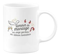 quotedazur - MugTémoin de mariage : mi-ange gardien, mi-démon tentateur - Tasse Cadeau Témoin de mariage Homme - Blanc/Céramique