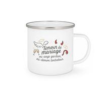 quotedazur - MugTémoin de mariage : mi-ange gardien, mi-démon tentateur - Tasse Cadeau Témoin de mariage Homme - Blanc/Emaillé