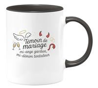 quotedazur - MugTémoin de mariage : mi-ange gardien, mi-démon tentateur - Tasse Cadeau Témoin de mariage Homme - Noir/Céramique