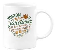 quotedazur - MugTonton jardinier : je fais pousser des souvenirs - Tasse Cadeau Tonton Homme - Blanc/Céramique