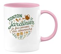quotedazur - MugTonton jardinier : je fais pousser des souvenirs - Tasse Cadeau Tonton Homme - Rose/Céramique