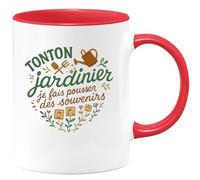 quotedazur - MugTonton jardinier : je fais pousser des souvenirs - Tasse Cadeau Tonton Homme - Rouge/Céramique