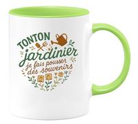 quotedazur - MugTonton jardinier : je fais pousser des souvenirs - Tasse Cadeau Tonton Homme - Vert/Céramique