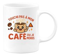 quotedazur - Mugtouche pas à mon café ou je mords - Tasse Cadeau Humour Femme - Blanc/Céramique