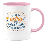 quotedazur - MugTu es le extra dans collègue extraordinaire - Tasse Cadeau Collègue Femme - Rose/Céramique