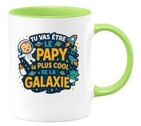 quotedazur - MugTu vas être le papy le plus cool de la galaxie - Tasse Cadeau Annonce Grossesse Naissance Papy Homme - Vert/Céramique