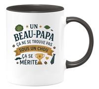 quotedazur - MugUn Beau-Papa ça ne se trouve pas sous un chou, ça se mérite - Tasse Cadeau Beau-Papa Homme - Noir/Céramique