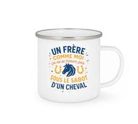 quotedazur - MugUn frère comme moi, ça ne se trouve pas sous le sabot d'un cheval - Tasse Cadeau Frère Homme - Blanc/Emaillé