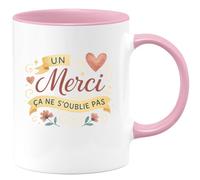 quotedazur - MugUn Merci ça ne s'oublie pas - Tasse Cadeau Merci Femme - Rose/Céramique