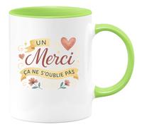 quotedazur - MugUn Merci ça ne s'oublie pas - Tasse Cadeau Merci Femme - Vert/Céramique